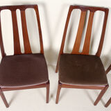 Table of dining room chairs in teak and retro vintage 1970s Nathan