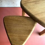 Vintage brutalist nesting tables in solid wood, design