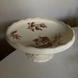Compotier with gadroons in faience of Clairfontaine 1890 with flowers