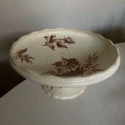 Compotier à godrons en faience de Clairfontaine 1890 à fleurs
