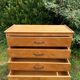 Vintage Scandinavian wooden chest of drawers with herringbone pattern - 4 drawers