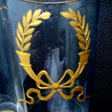 Set de 4 verres cristal fin émaillé de palmes et de noeud Louis XVI à l'or fin