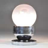 Vintage ball chrome table lamp with red light switch, 1960-1970