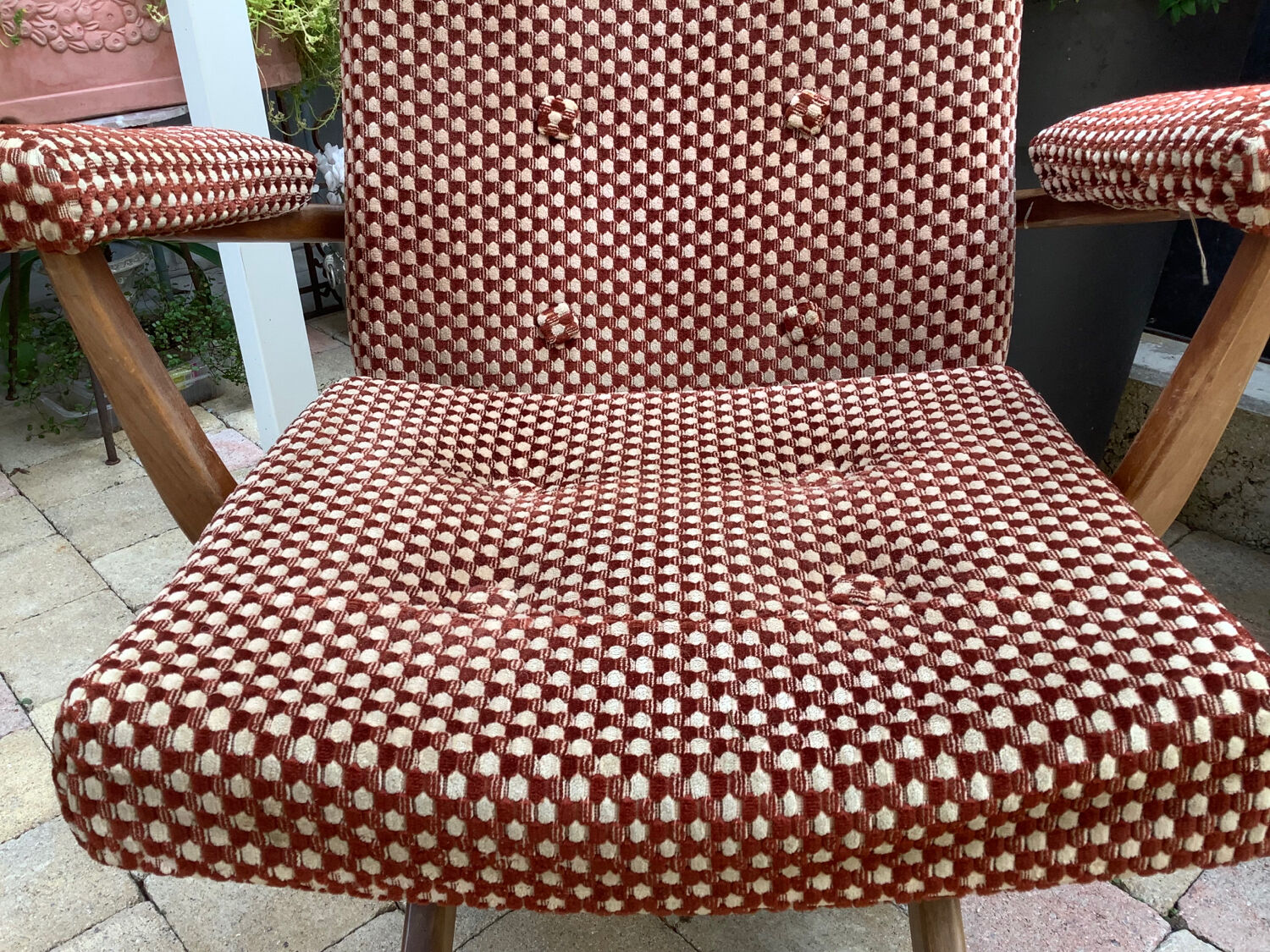Fauteuil et 2 chaises Baumann en velours vintage