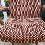 Armchair and 2 Baumann chairs in vintage velvet