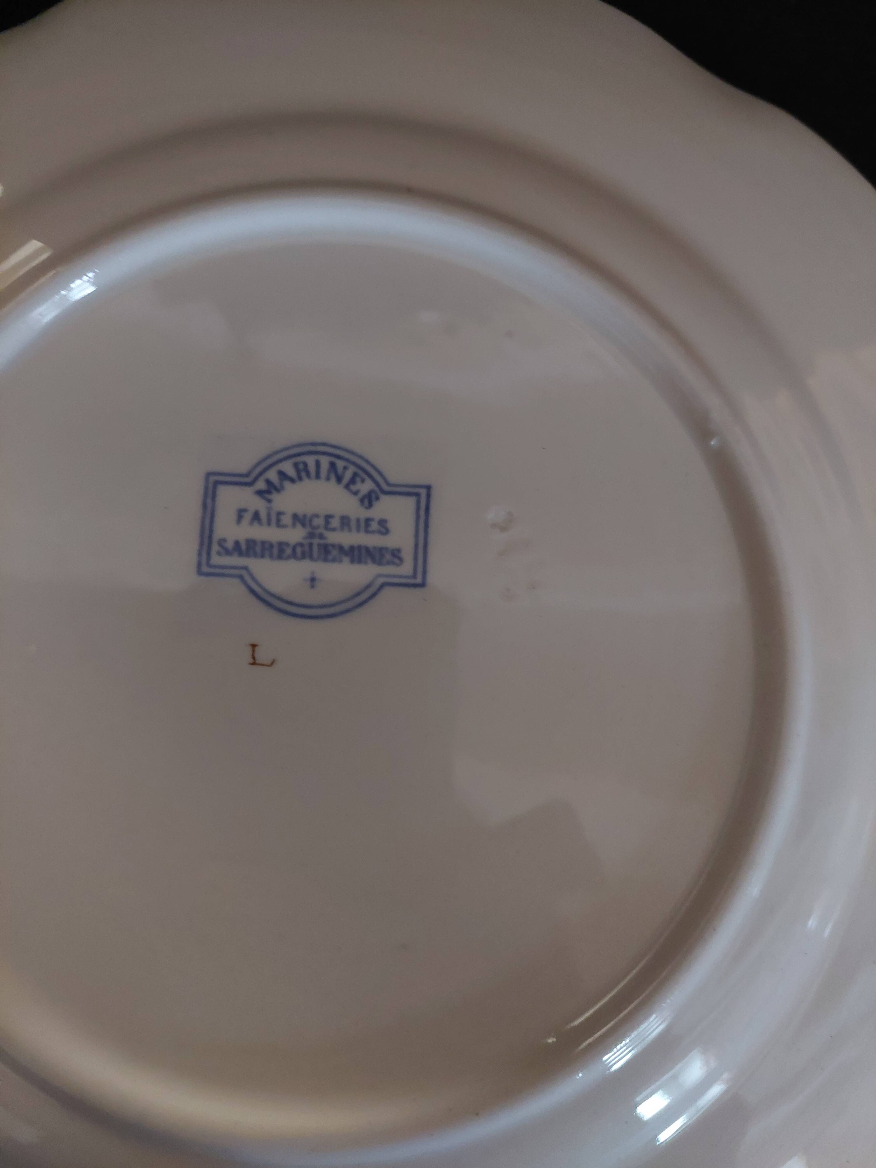 Sarreguemines earthenware plate with Marine decor late 19th century early 20th century