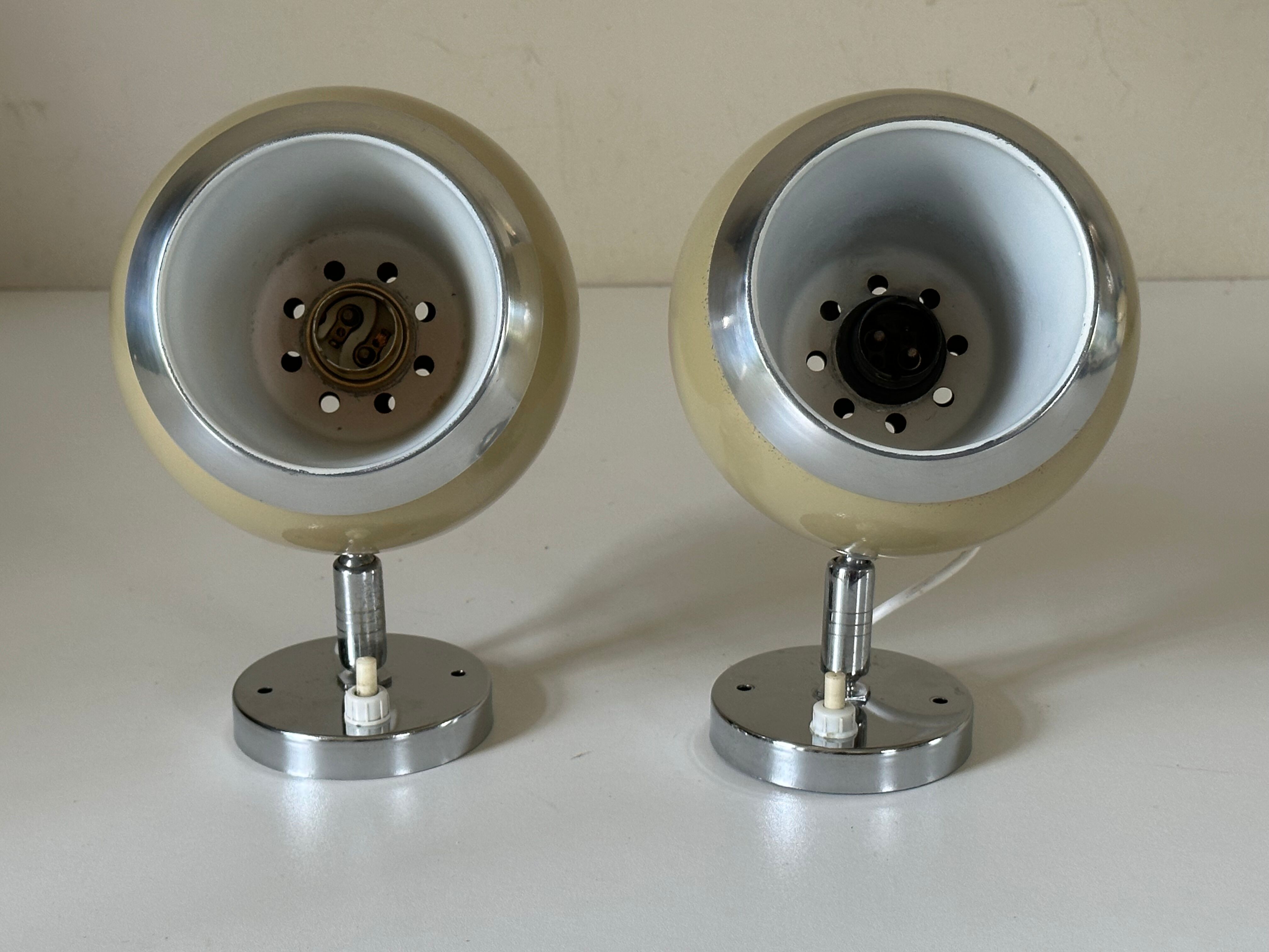 Pair wall lamp eyes ball vintage design 70 years
