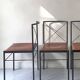 Set of 2 Italian chairs in black metal/cognac leather Arrben, Italy 1970.
