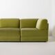 70s style 6-piece modular sofa in green velvet, Germany, circa 1990s