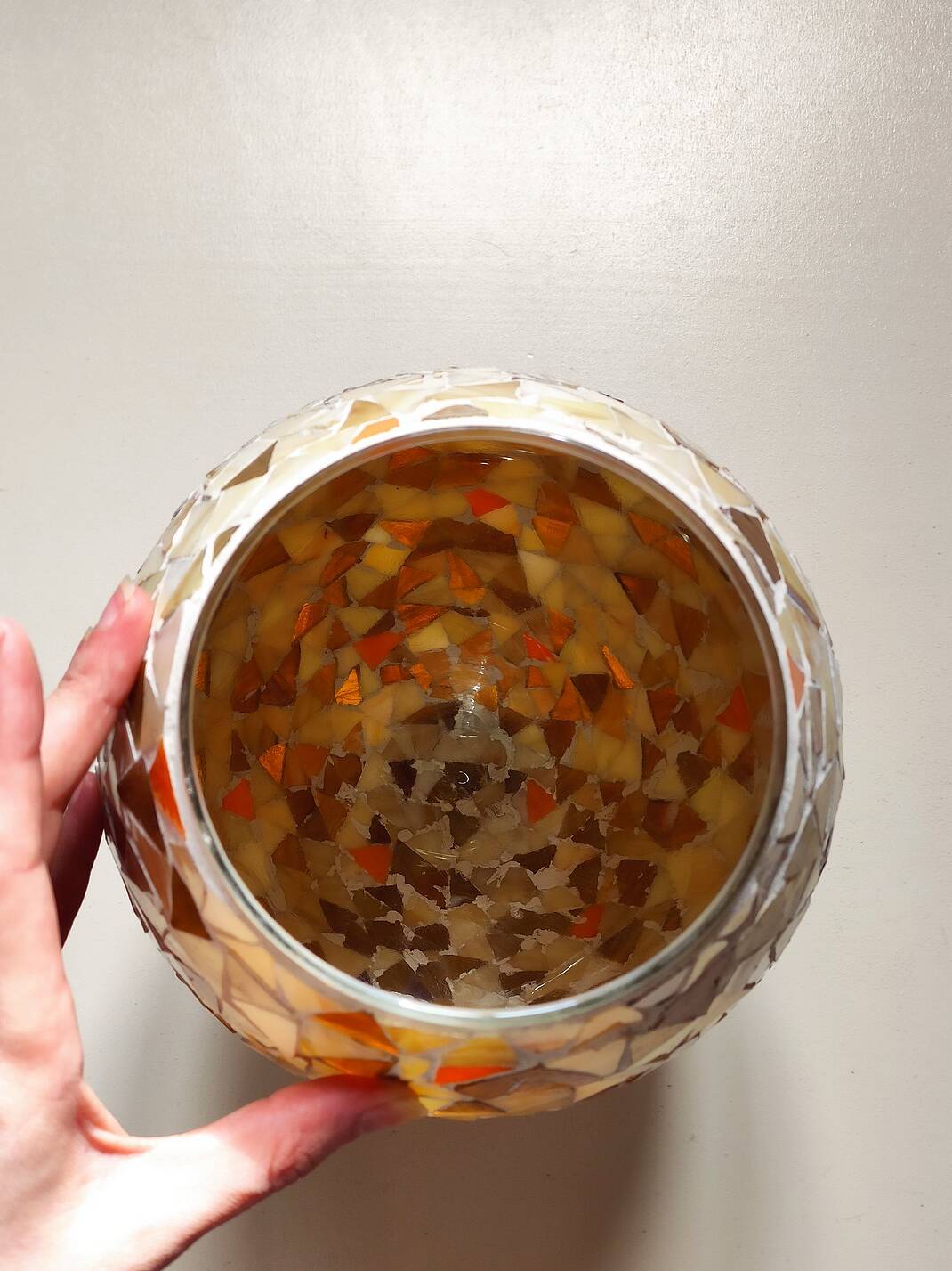 Large vintage glass mosaic egg lamp