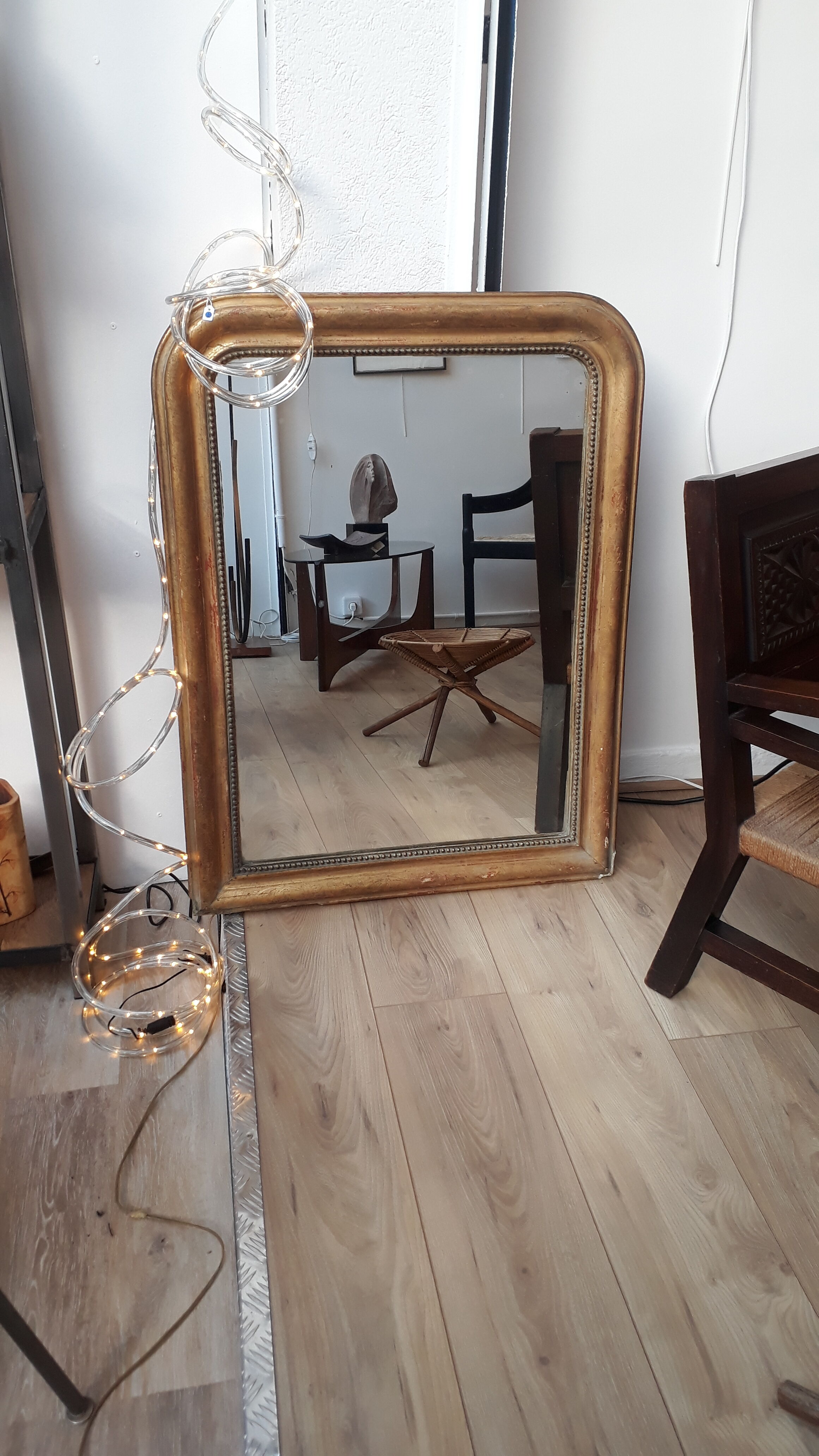Large mirror wooden gold 68x92cm
