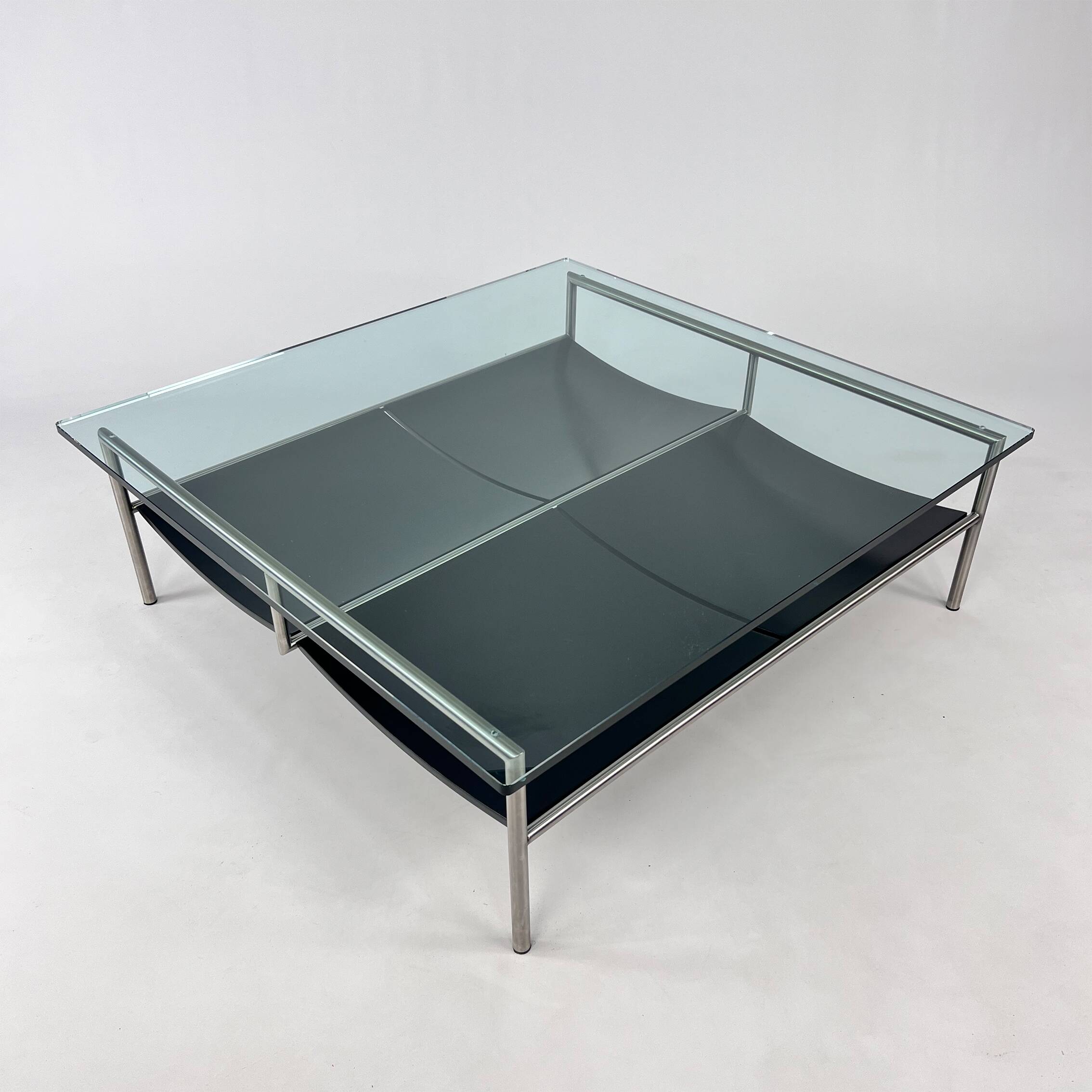 Postmodern Glass and Steel Coffee Table by Metaform, 1990s
