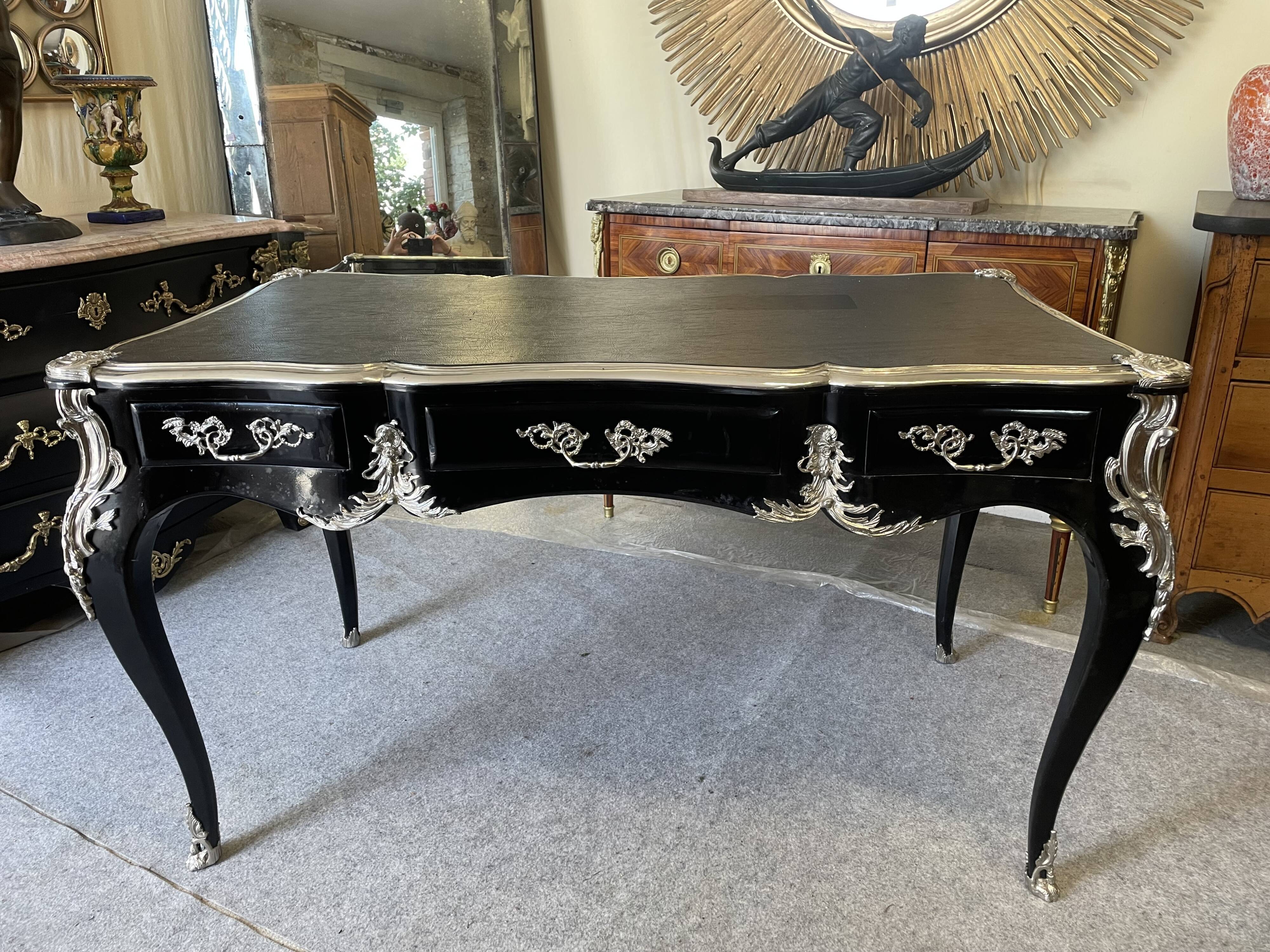 Black and silver Louis XV style desk