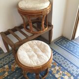 Lot de 2 poufs en rotin vintage