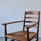 Rustic bobbin rush seat low armchair | Netherlands | 1940s