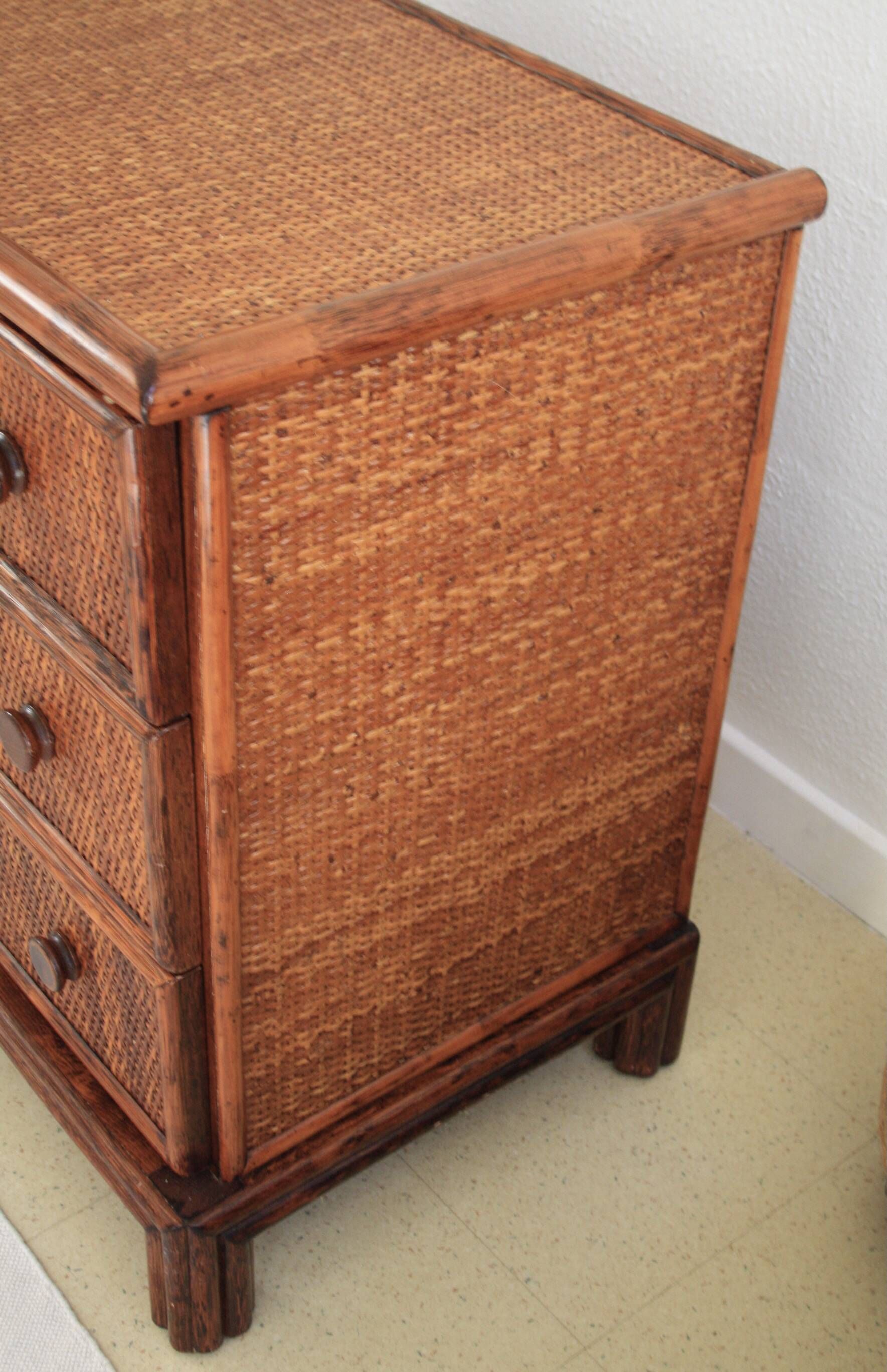 Roche Bobois commode published by Maugrion bamboo & rattan