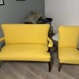 1 old sofa/bench and 1 armchair