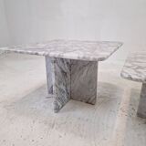 Set of 3 Italian Bianco Carrara Marble Coffee or Side Tables, 1980s