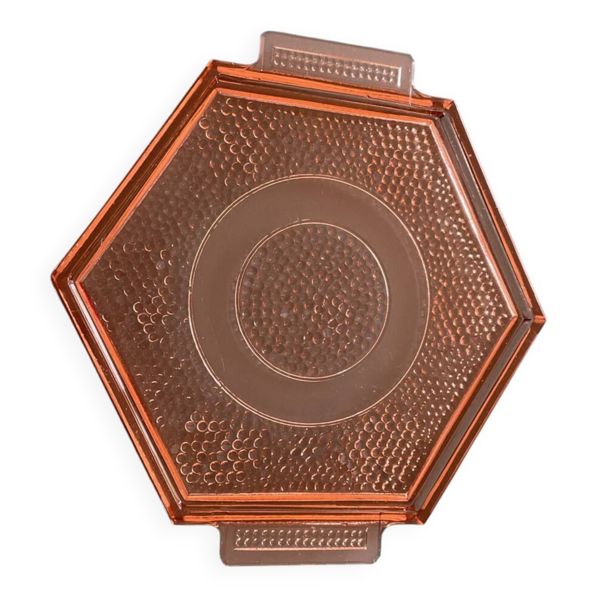 Art Deco pink glass plateau