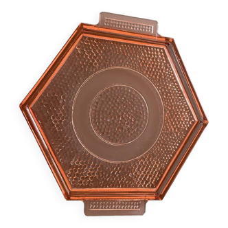 Art Deco pink glass plateau