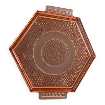 Art Deco pink glass plateau