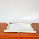 White bamboo effect wooden barber mirror 44 x 40 cm