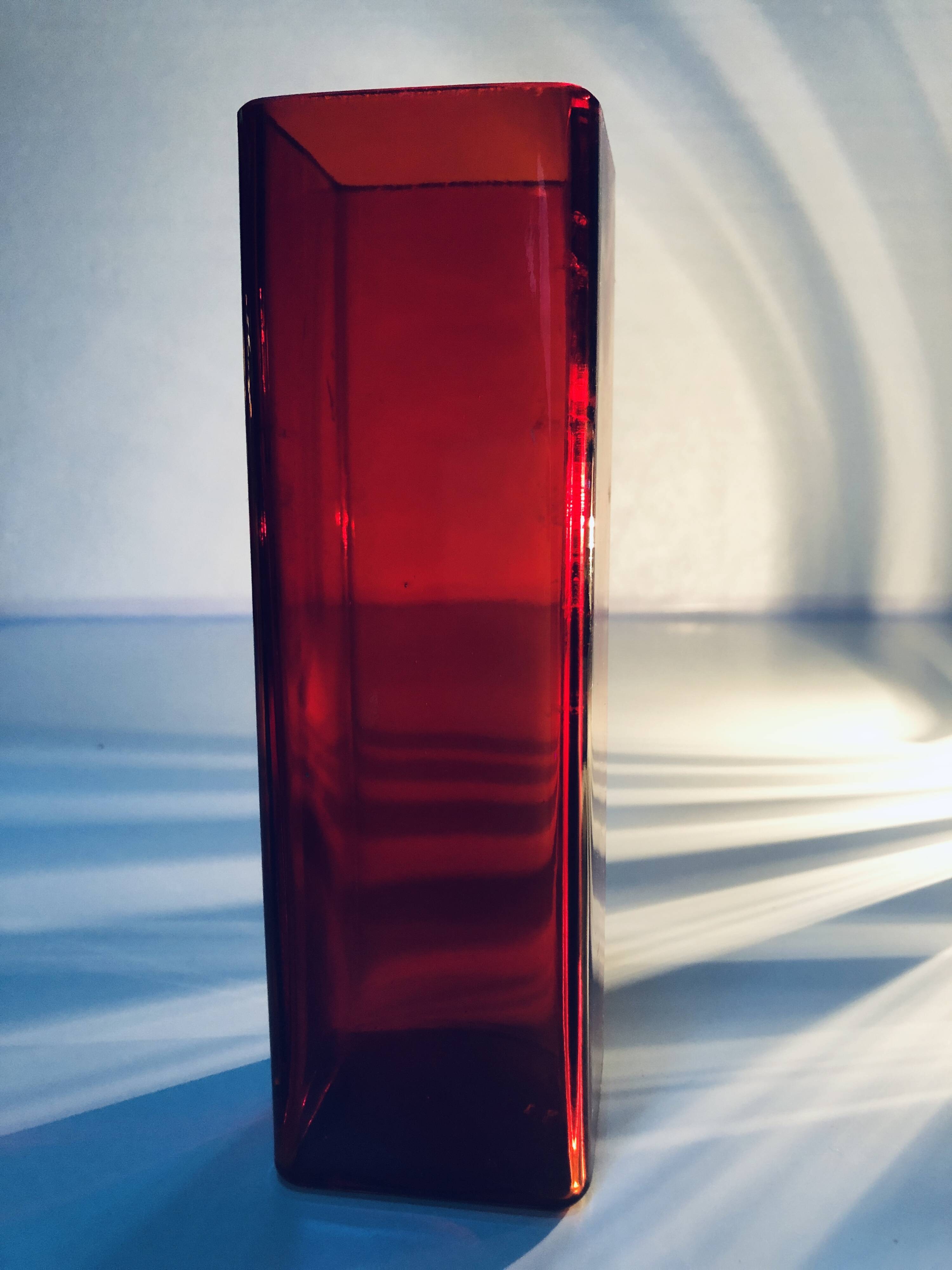 Vintage vase • red glass • 1970's
