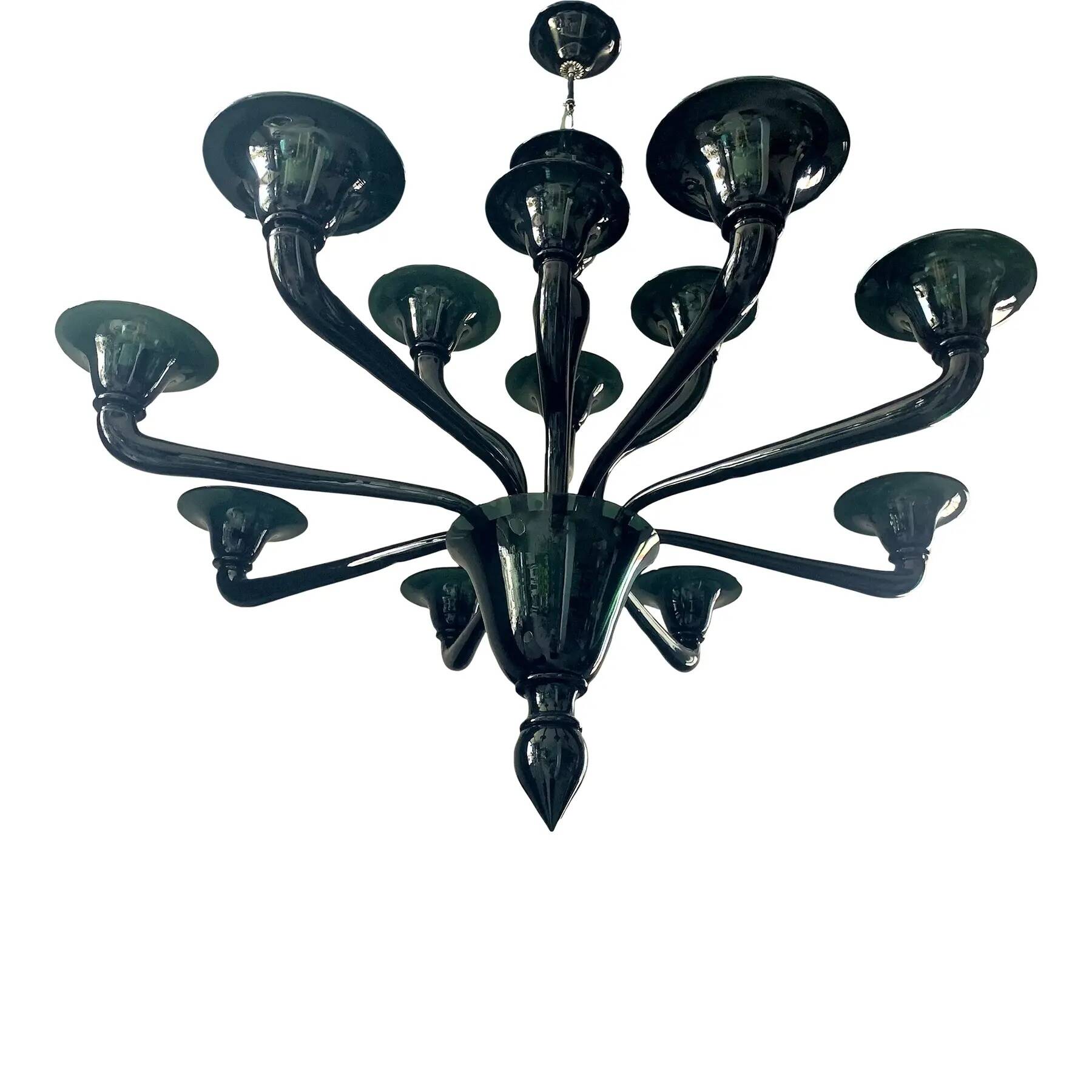 Translucent Green-Bottle Glass Chandelier, Contemporary Murano Style