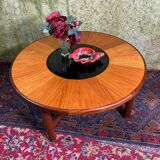 Table basse ronde GPlan en teck vintage rétro du milieu du siècle