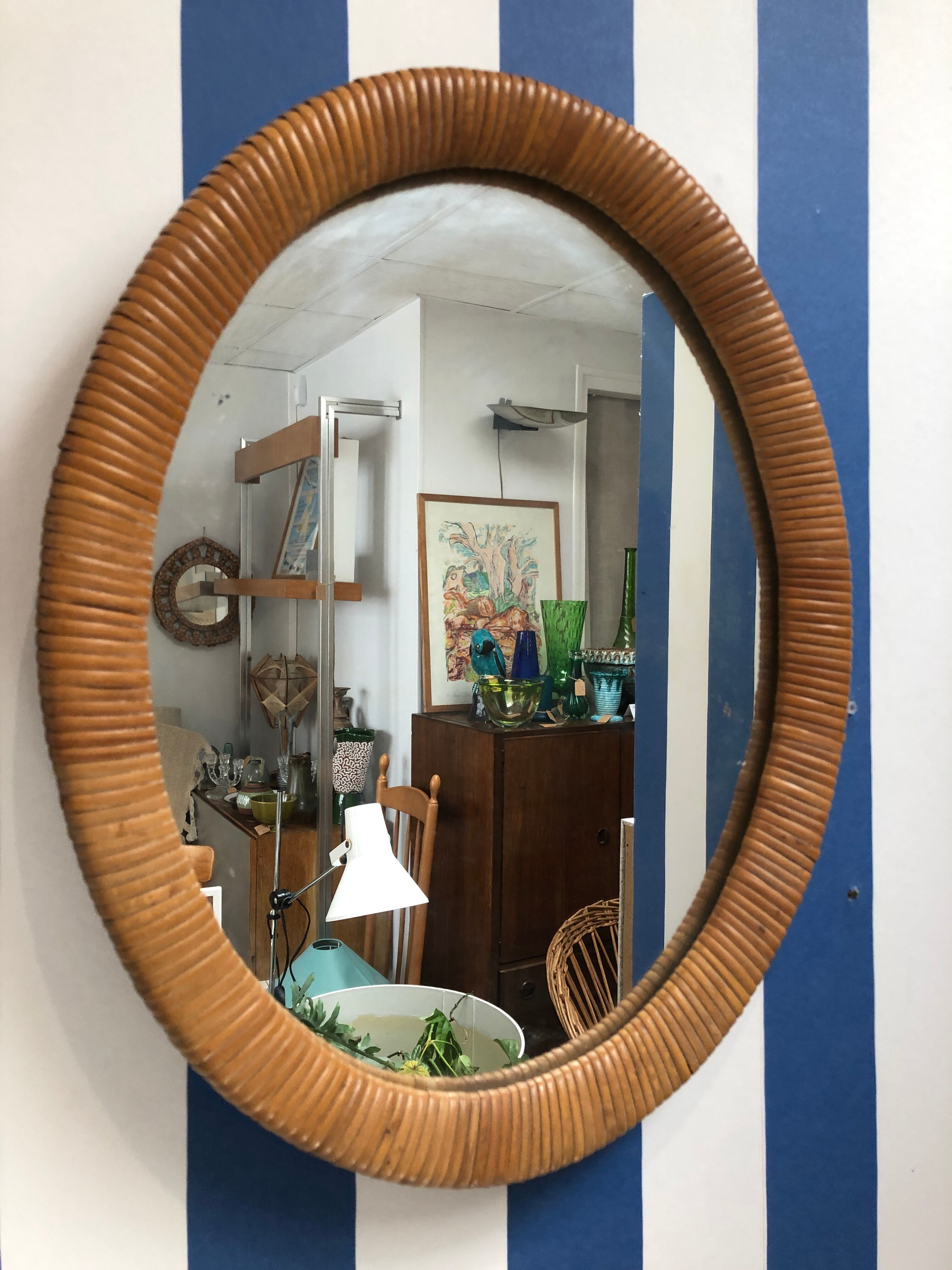 Mirror rattan oval, 1970