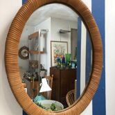 Mirror rattan oval, 1970