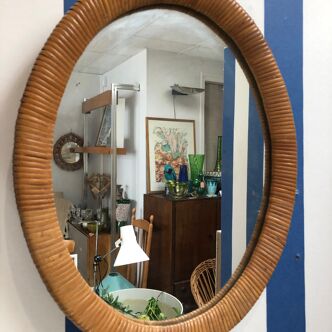 Mirror rattan oval, 1970