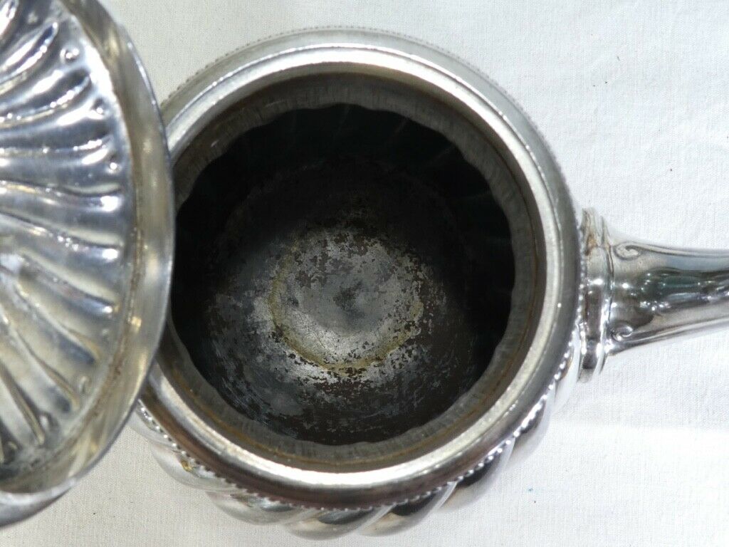 Silver flat silver metal teapot