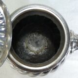 Silver flat silver metal teapot