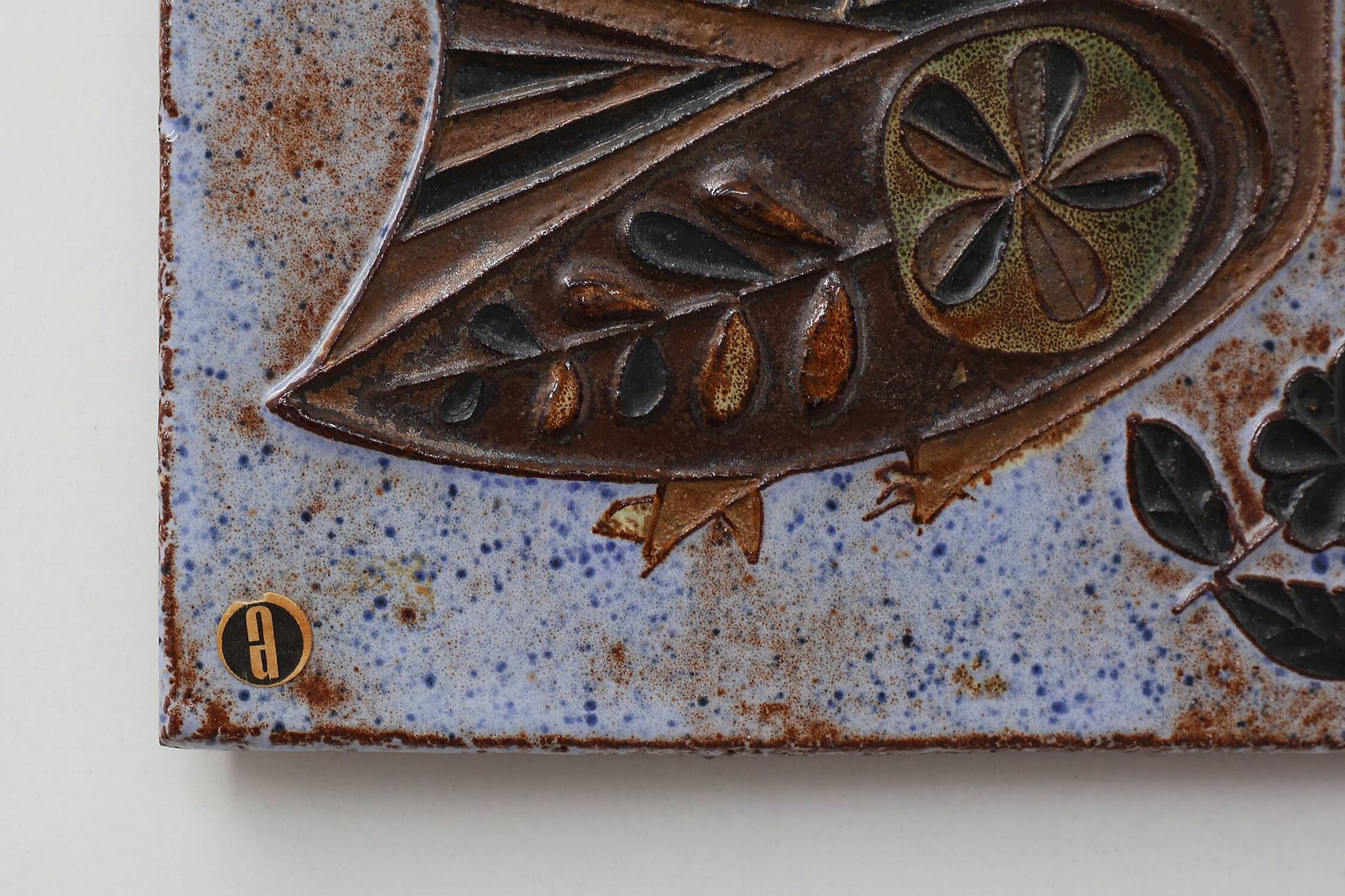 Mid‑Century Ceramic Wall Panel with Stylized Birds by Amphora, Belgium, ca.
