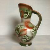 Old vase jug shape green and orange flowers