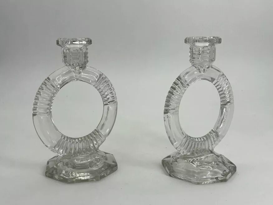 Pair of antique crystal candlesticks