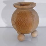 Large handmade wooden candle holder from the 1950s