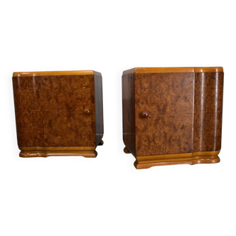 1939s pair of art deco bedside tables, Czechoslovakia