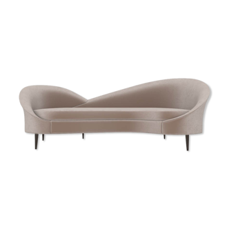 Heart upholstered curved back sofa with wooden legs