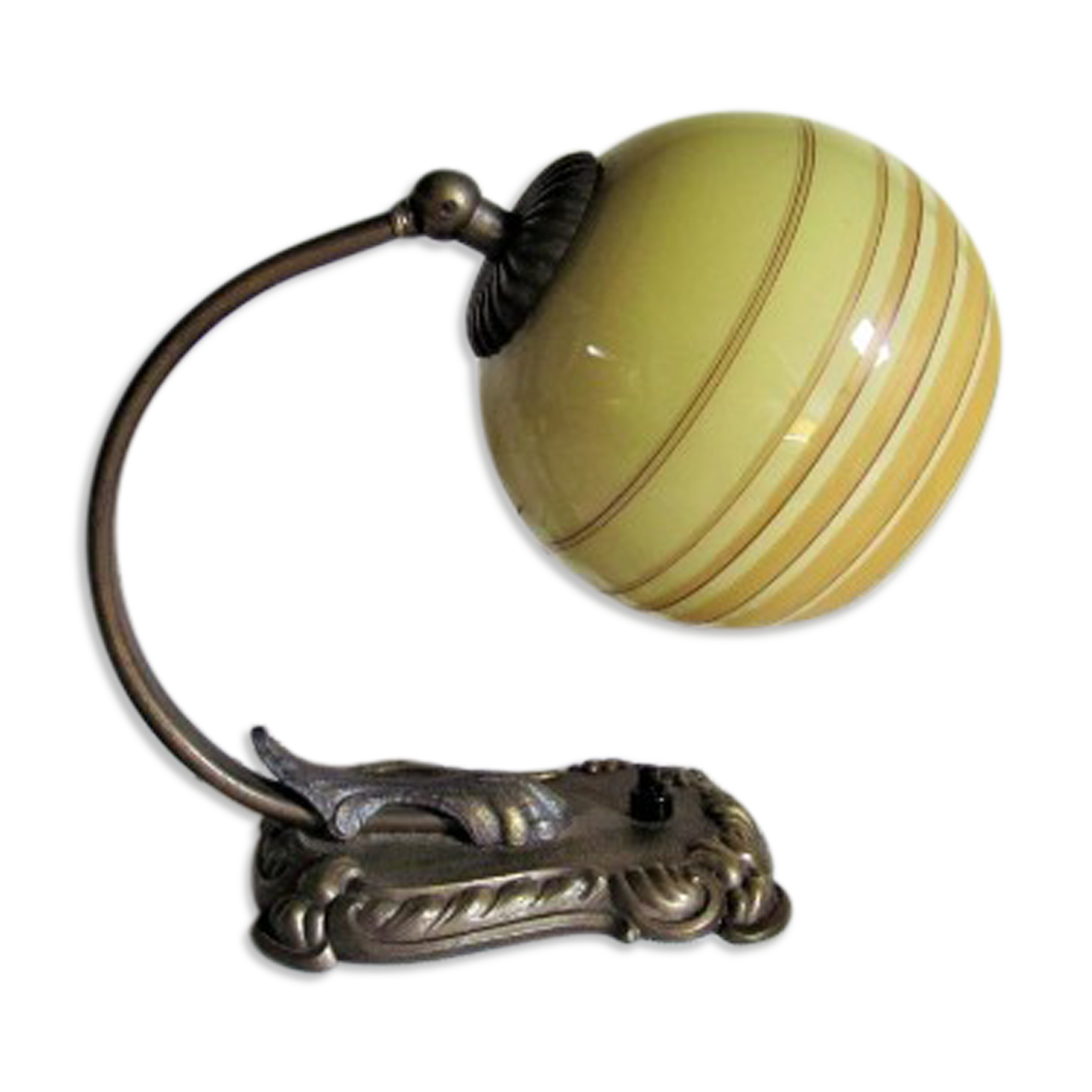 Lampe de bureau allemande, bronze et verre drgm vintage 1930-1940