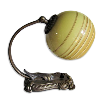 Lampe de bureau allemande, bronze et verre drgm vintage 1930-1940