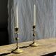 Pair of gilded candlesticks with engraved flower garland motifs H22