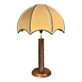 Lampe de table champignon en bois tourné brutaliste du milieu du siècle, style Charles Dudouyt