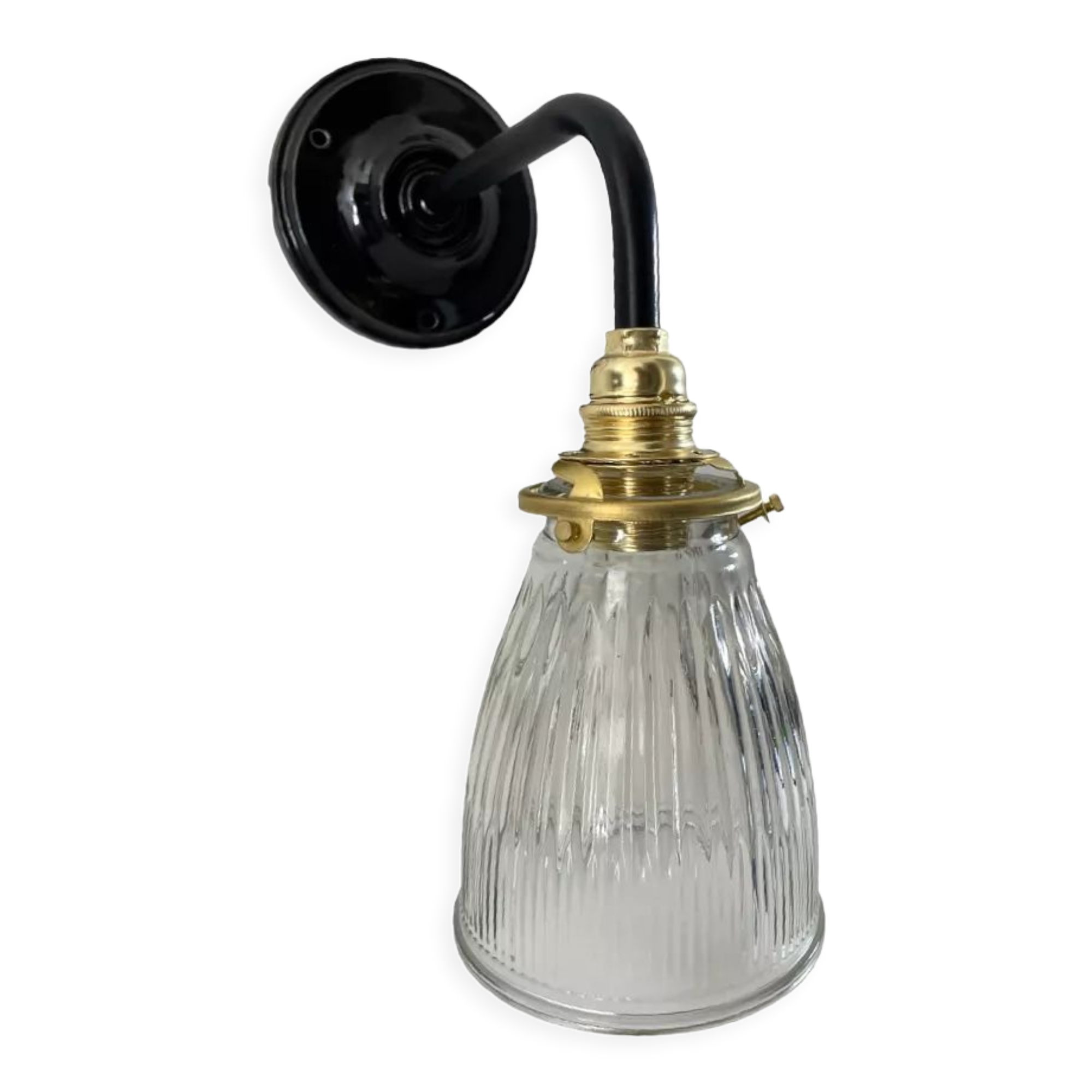 Wall lamp in brass glass and ceramic