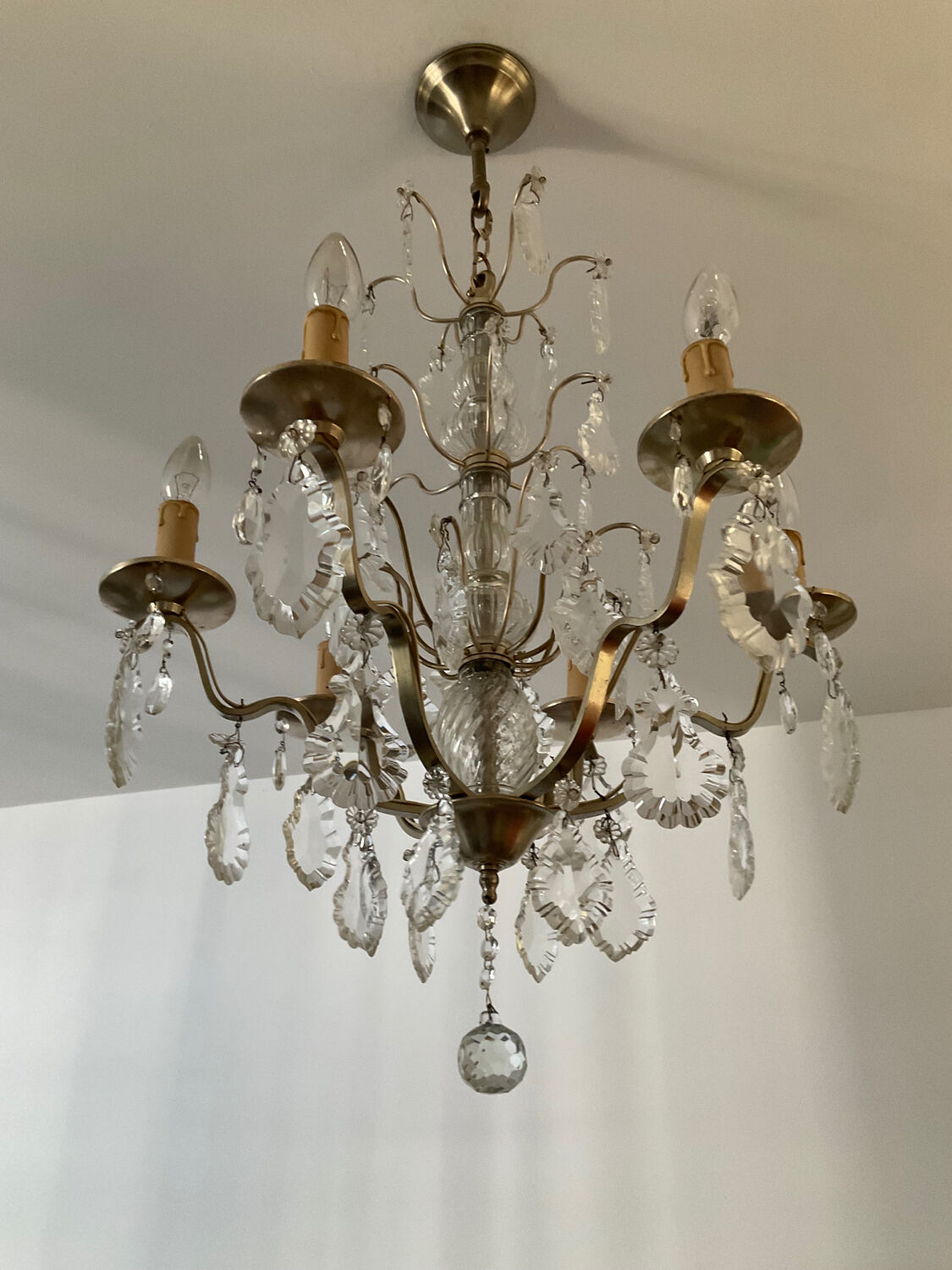 Girandole chandelier with crystal drops from the 60s and 70s
