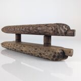 Hand-carved Wooden Double Door Handle with Wheat Spike Design, 1900s