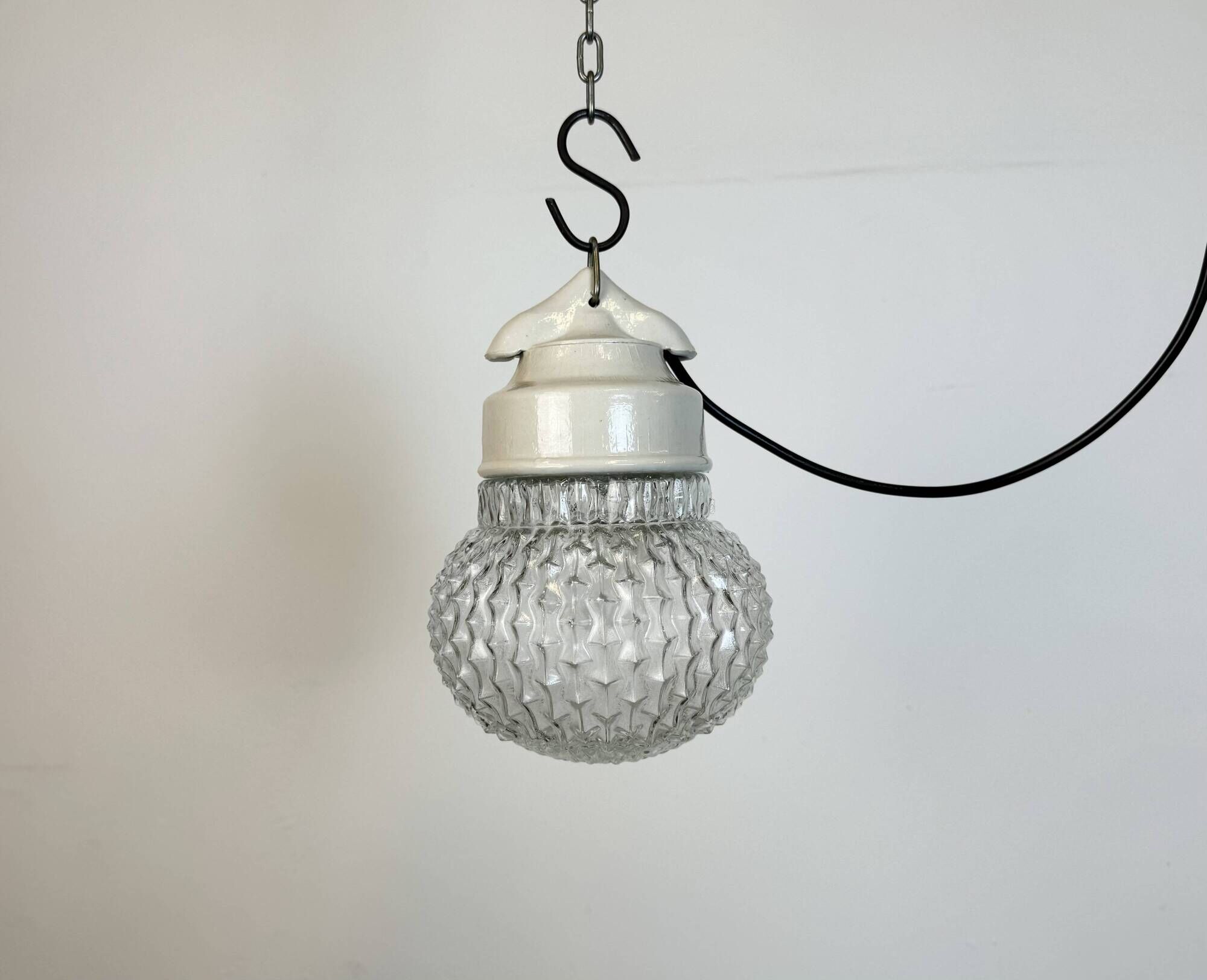Vintage White Porcelain Pendant Light, 1970s