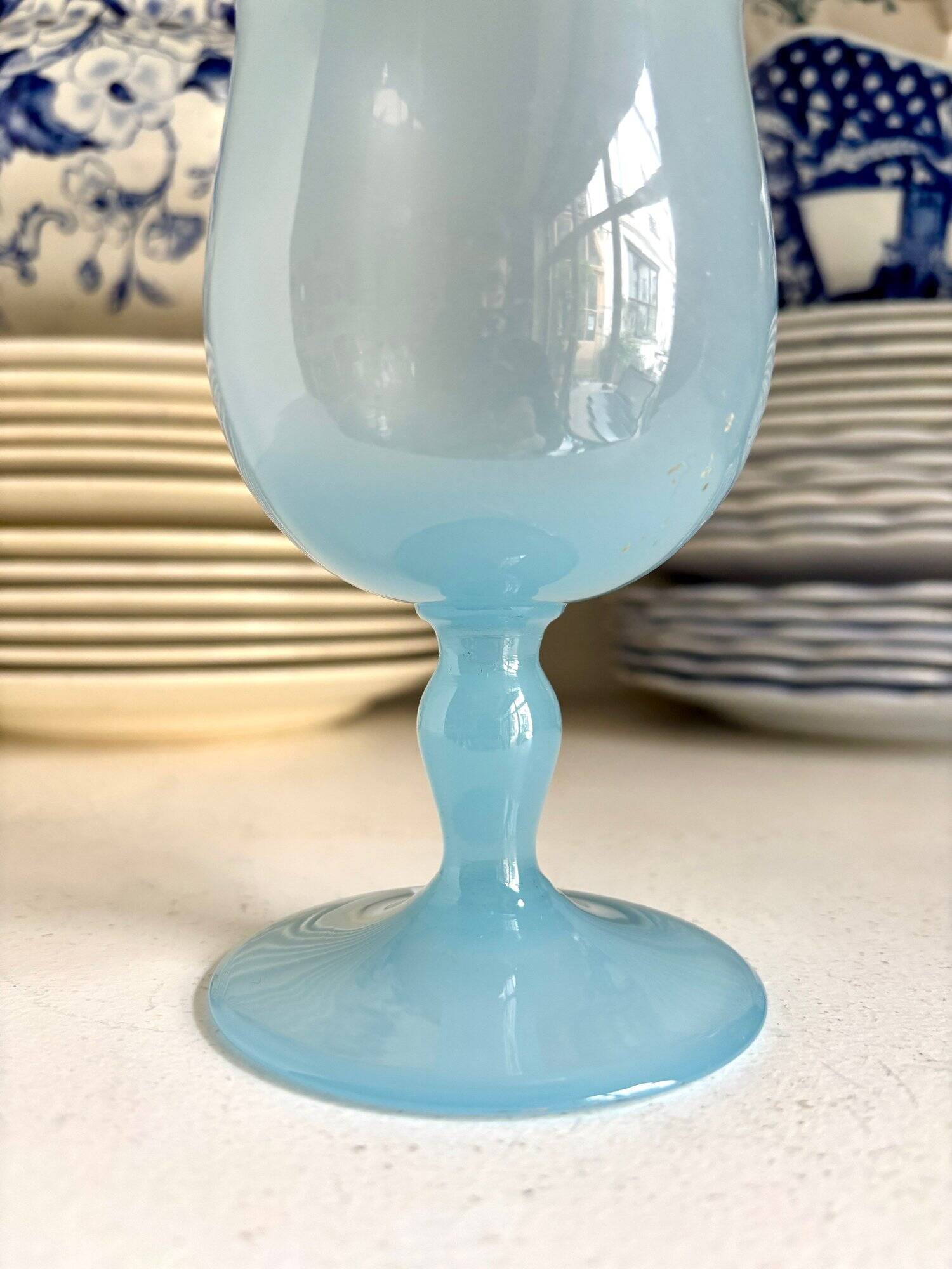 Sky blue opaline vase