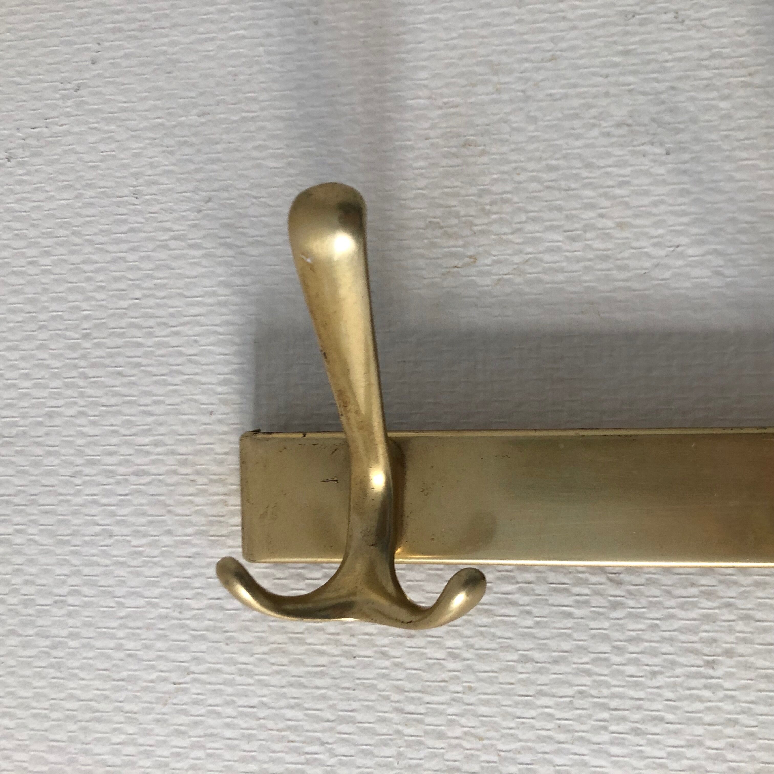 Golden coat hanger 4 hooks vintage 1960 55x10cm